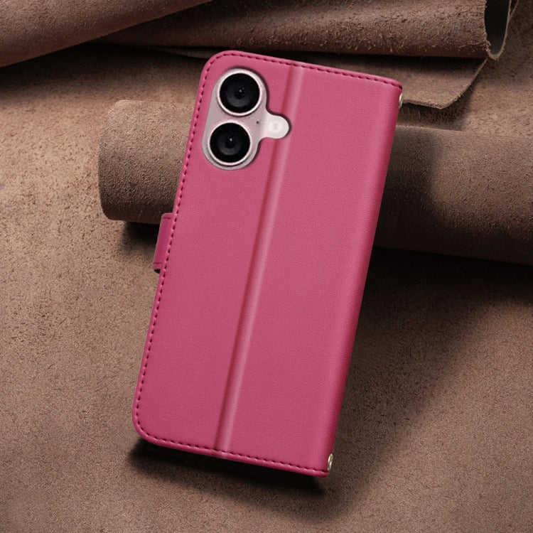For iPhone 16 Plus Square Texture Leather Phone Case