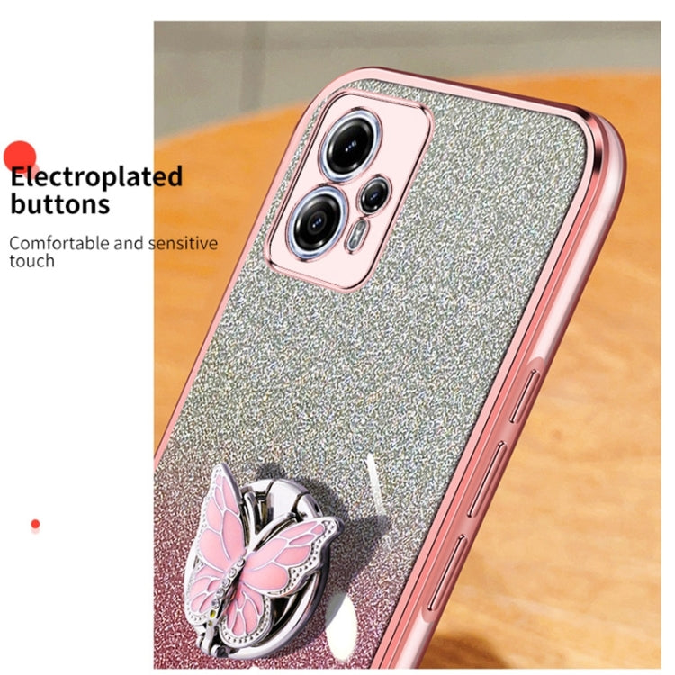 For Motorola Moto G13 / G23 Plated Gradient Glitter Butterfly Holder TPU Phone Case