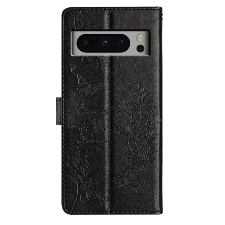 For Google Pixel 8 Pro Butterflies and Flowers Leather Phone Case