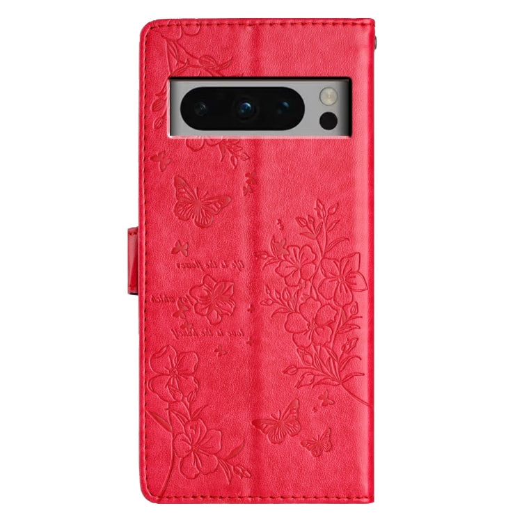 For Google Pixel 8 Pro Butterflies and Flowers Leather Phone Case