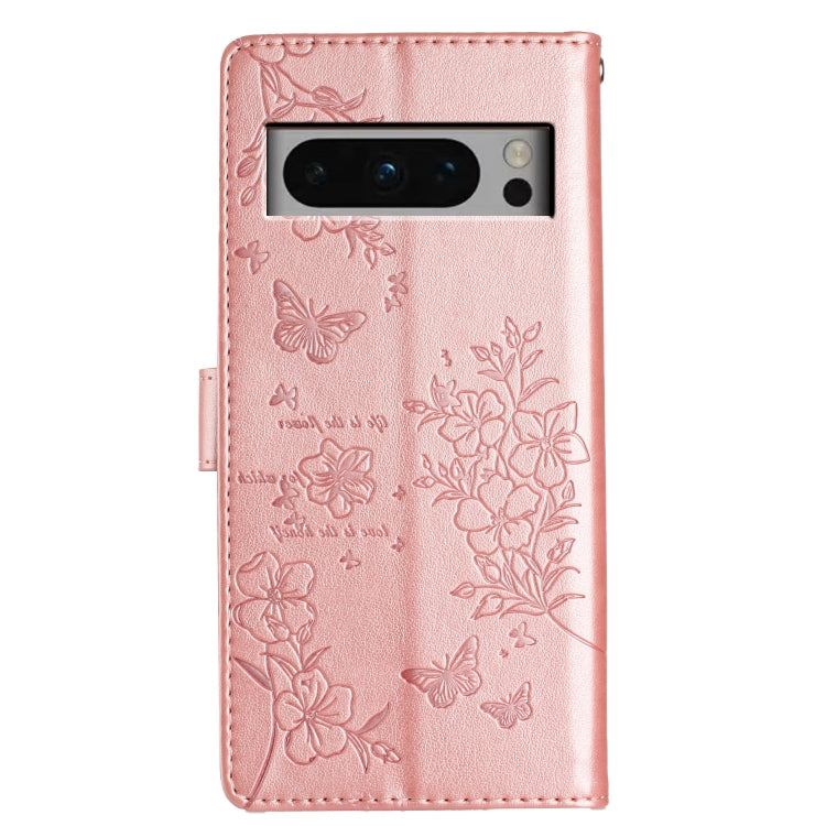 For Google Pixel 8 Pro Butterflies and Flowers Leather Phone Case