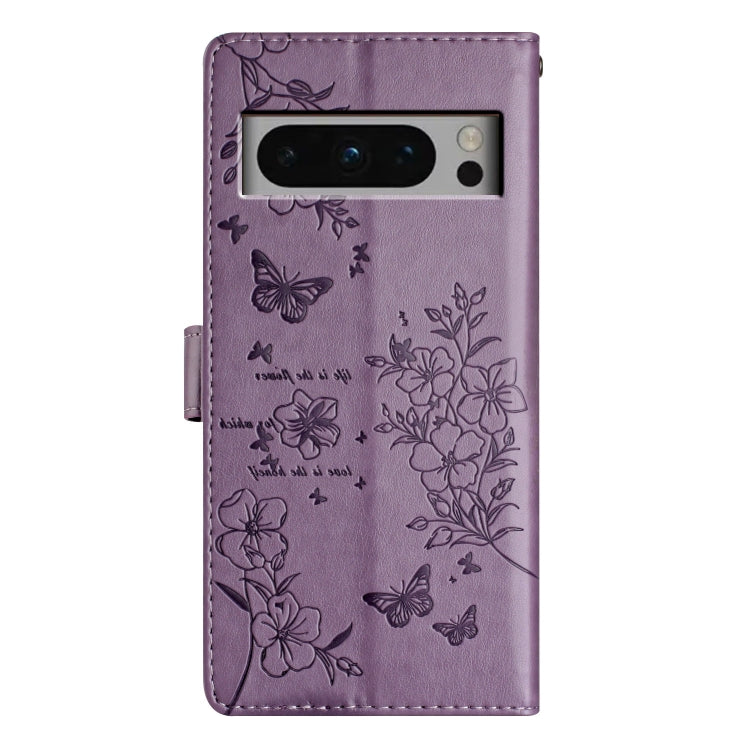 For Google Pixel 8 Pro Butterflies and Flowers Leather Phone Case