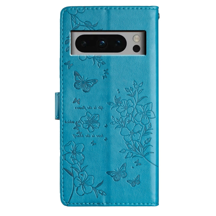For Google Pixel 8 Pro Butterflies and Flowers Leather Phone Case