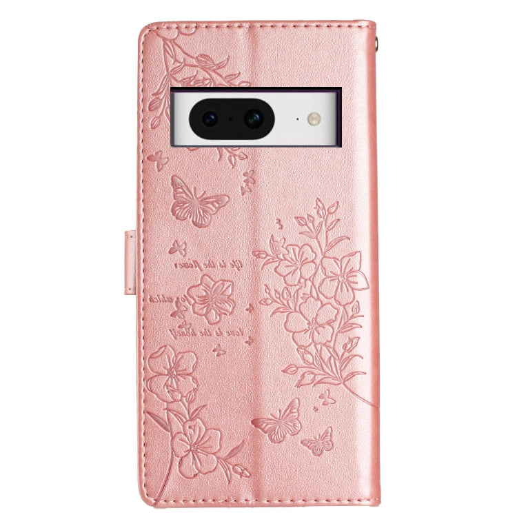 For Google Pixel 8 Butterflies and Flowers Leather Phone Case