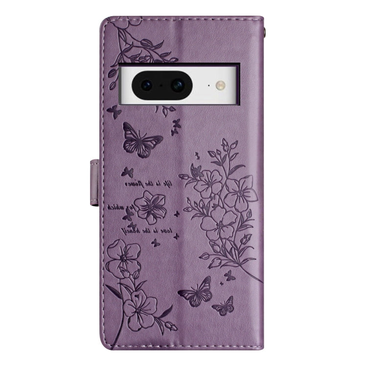 For Google Pixel 8 Butterflies and Flowers Leather Phone Case
