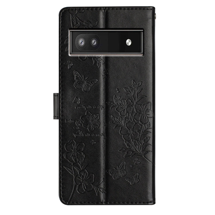 For Google Pixel 6a Butterflies and Flowers Leather Phone Case