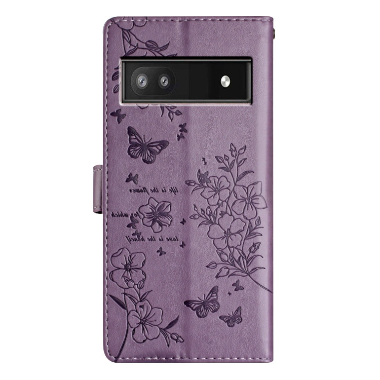 For Google Pixel 6a Butterflies and Flowers Leather Phone Case