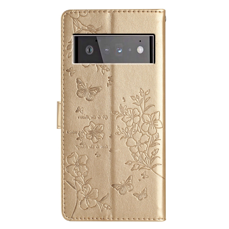 For Google Pixel 6 Butterflies and Flowers Leather Phone Case