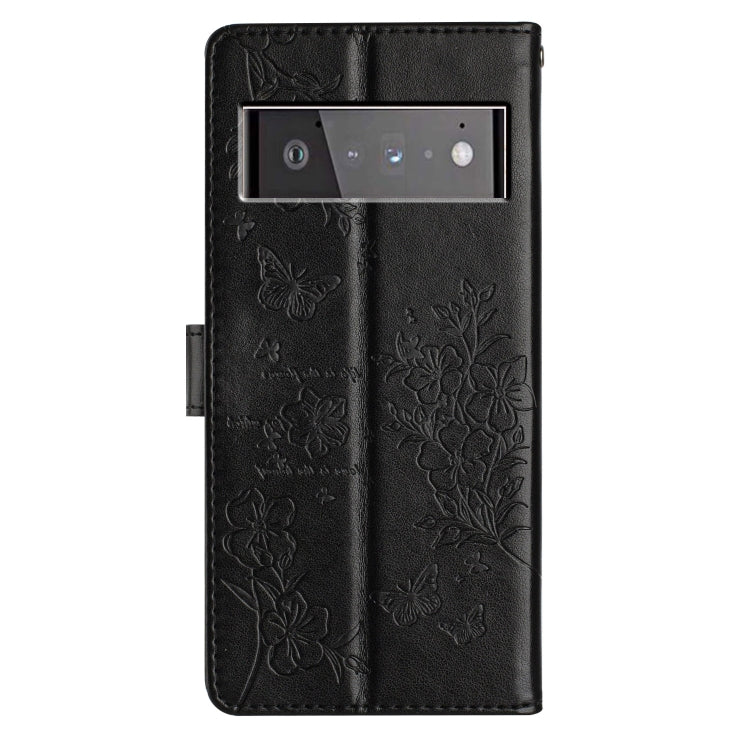 For Google Pixel 6 Butterflies and Flowers Leather Phone Case