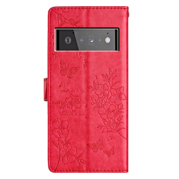 For Google Pixel 6 Butterflies and Flowers Leather Phone Case