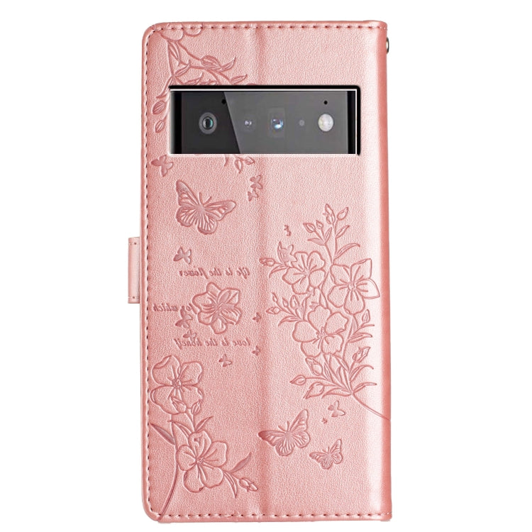 For Google Pixel 6 Butterflies and Flowers Leather Phone Case