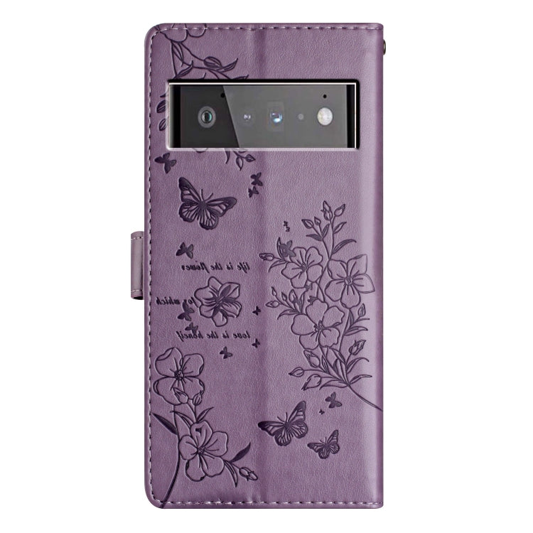 For Google Pixel 6 Butterflies and Flowers Leather Phone Case