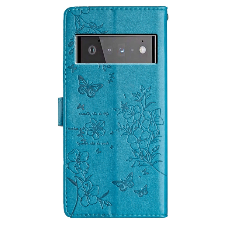 For Google Pixel 6 Butterflies and Flowers Leather Phone Case
