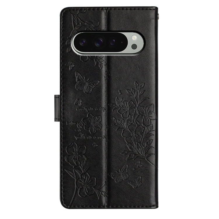 For Google Pixel 9 / 9 Pro Butterflies and Flowers Leather Phone Case