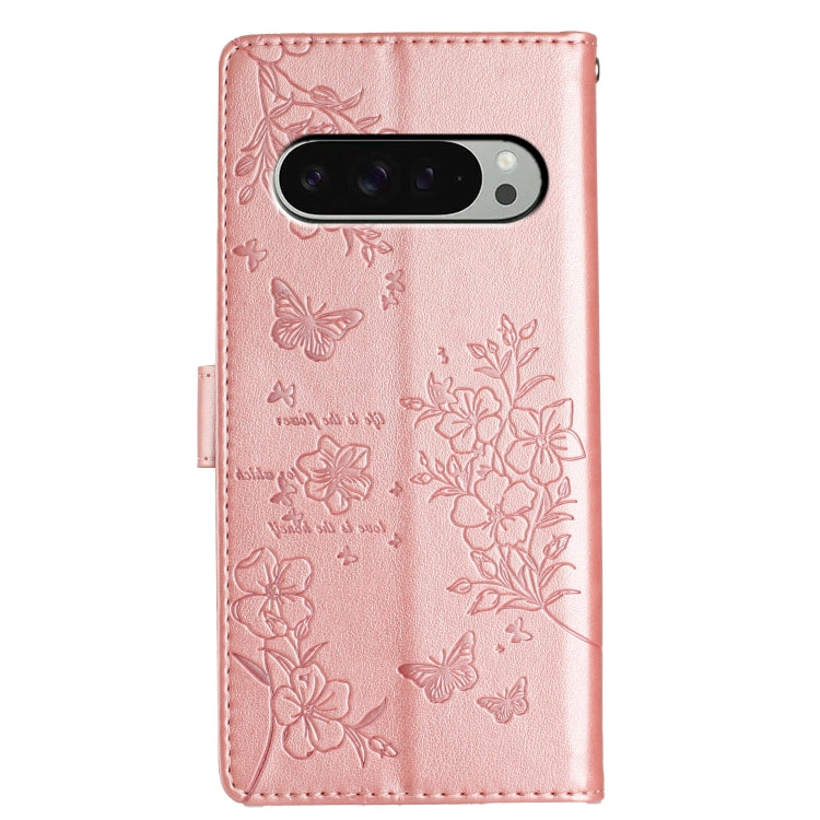 For Google Pixel 9 / 9 Pro Butterflies and Flowers Leather Phone Case