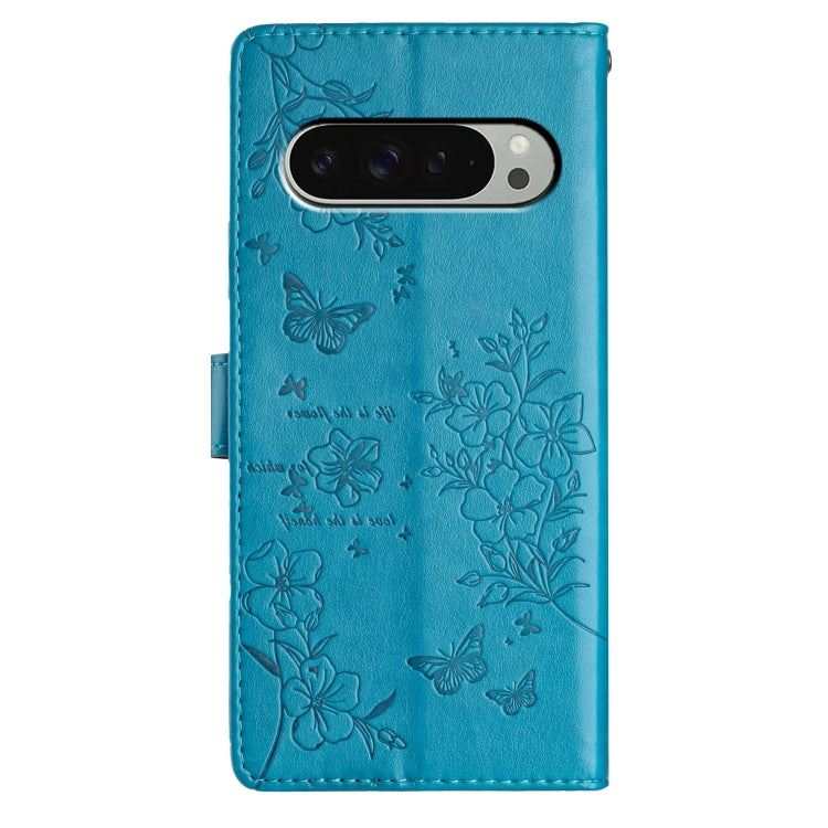 For Google Pixel 9 / 9 Pro Butterflies and Flowers Leather Phone Case