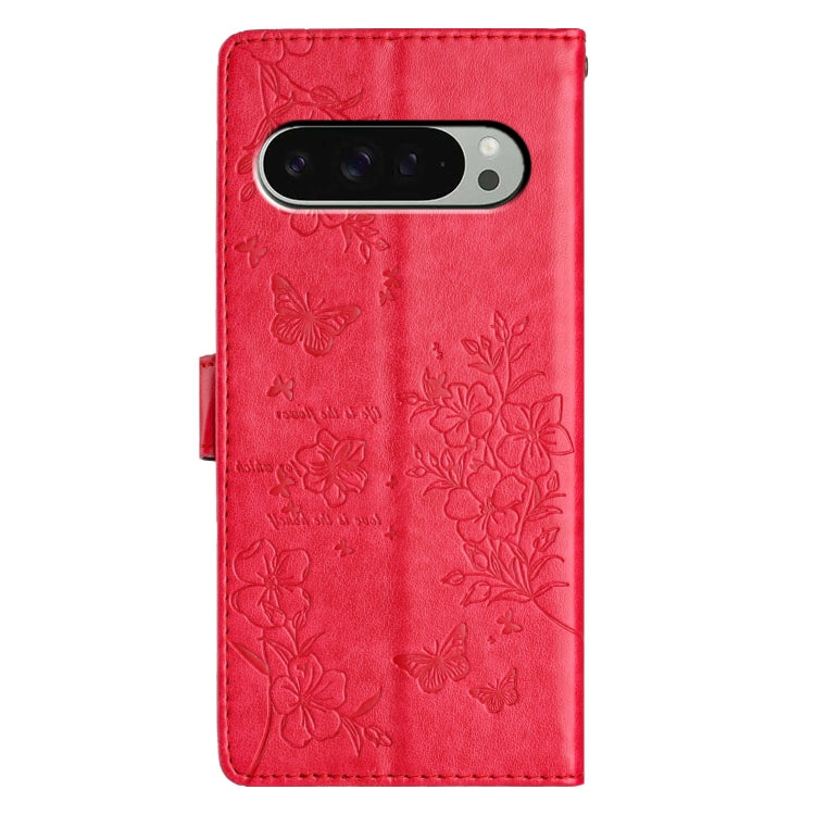 For Google Pixel 9 Pro XL Butterflies and Flowers Leather Phone Case