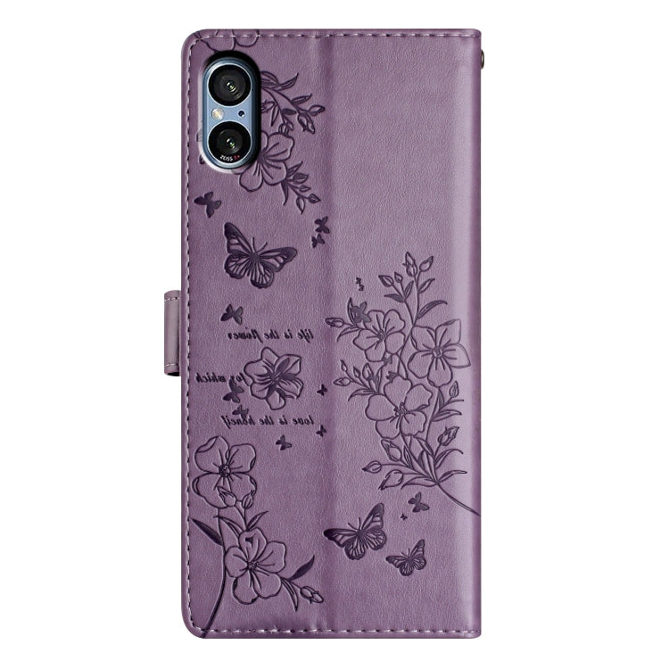 For Sony Xperia 5 V Butterflies and Flowers Leather Phone Case