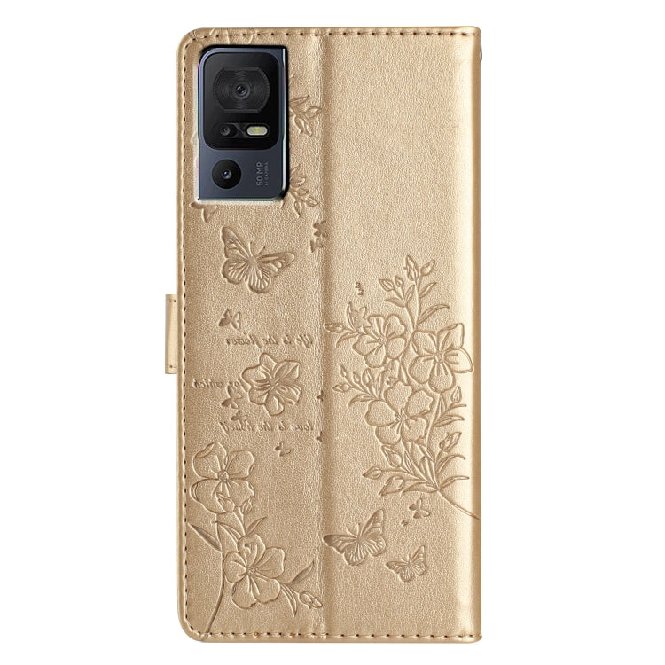 For TCL 40 SE Butterflies and Flowers Leather Phone Case