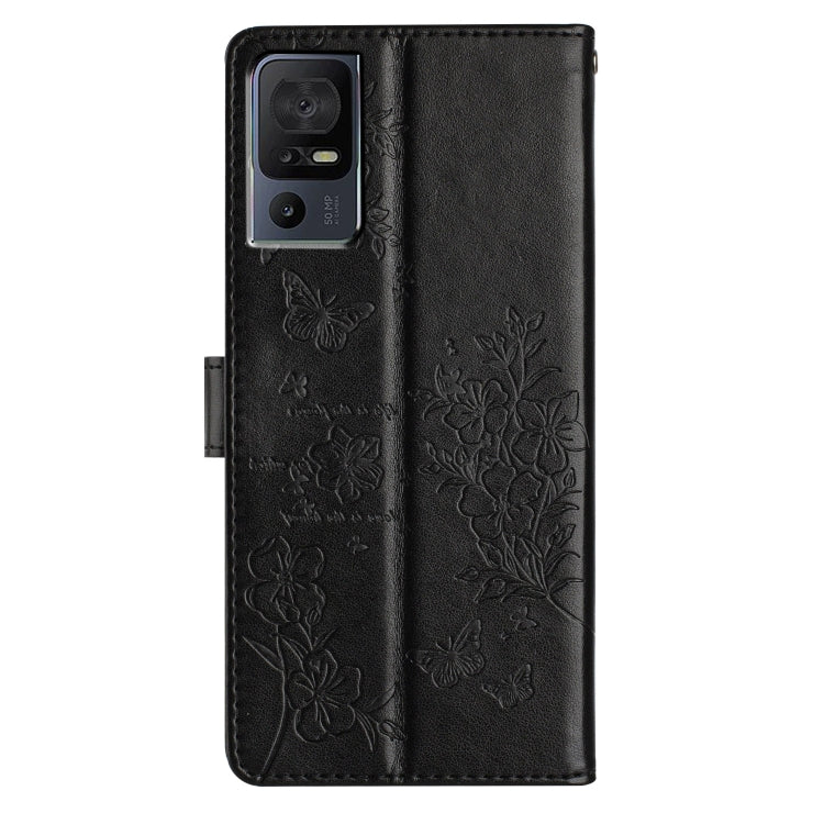 For TCL 40 SE Butterflies and Flowers Leather Phone Case