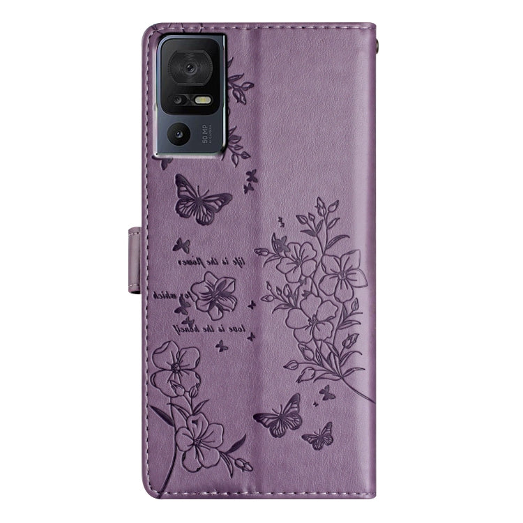 For TCL 40 SE Butterflies and Flowers Leather Phone Case