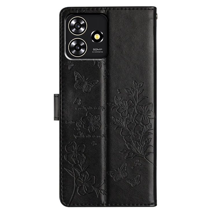 For ZTE Blade A73 4G Butterflies and Flowers Leather Phone Case