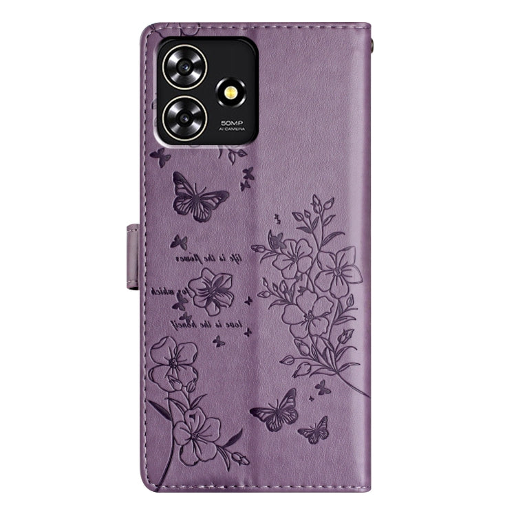 For ZTE Blade A73 4G Butterflies and Flowers Leather Phone Case