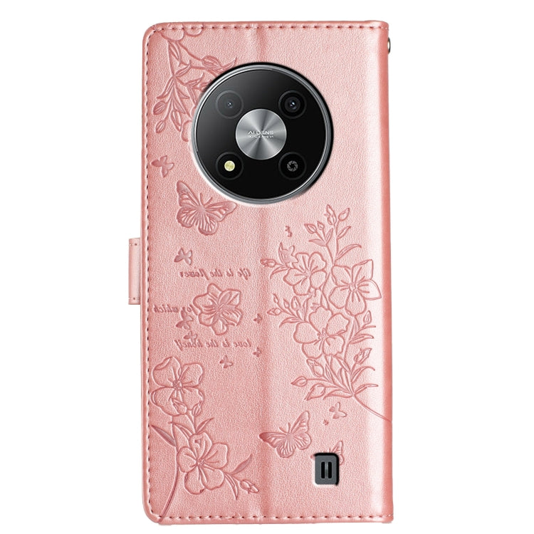 For ZTE Blade A73 5G Butterflies and Flowers Leather Phone Case