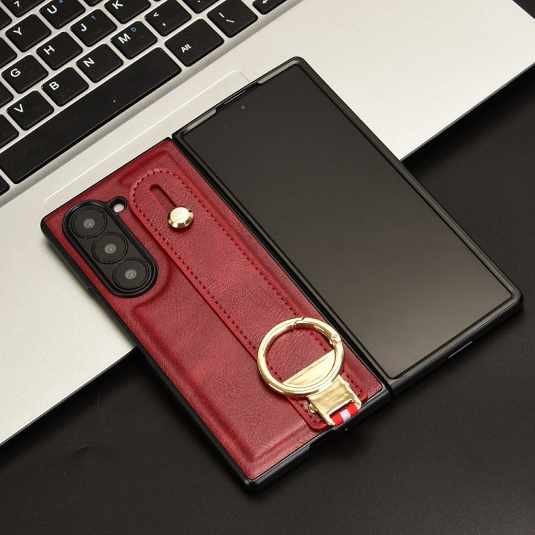 For Samsung Galaxy Z Fold6 Wristband Leather Back Phone Case