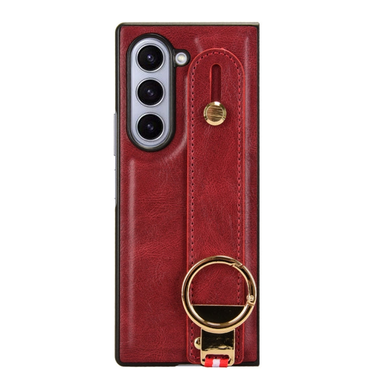 For Samsung Galaxy Z Fold6 Wristband Leather Back Phone Case
