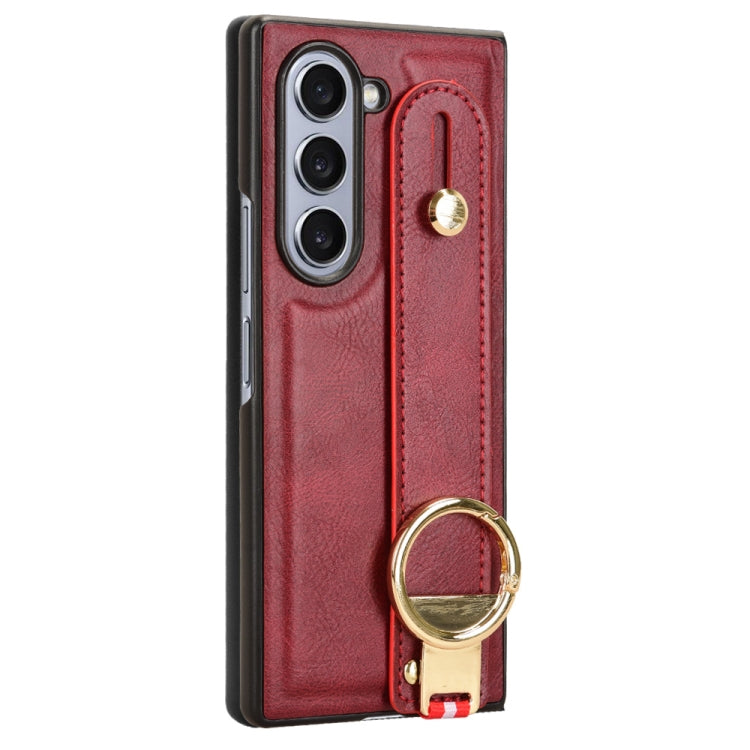 For Samsung Galaxy Z Fold6 Wristband Leather Back Phone Case