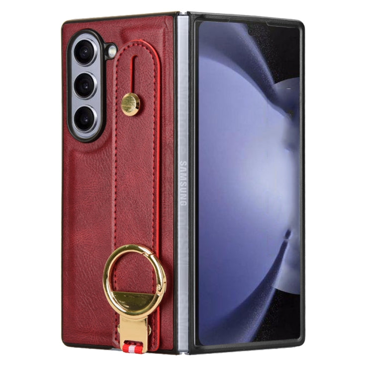 For Samsung Galaxy Z Fold6 Wristband Leather Back Phone Case