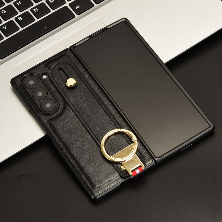 For Samsung Galaxy Z Fold6 Wristband Leather Back Phone Case