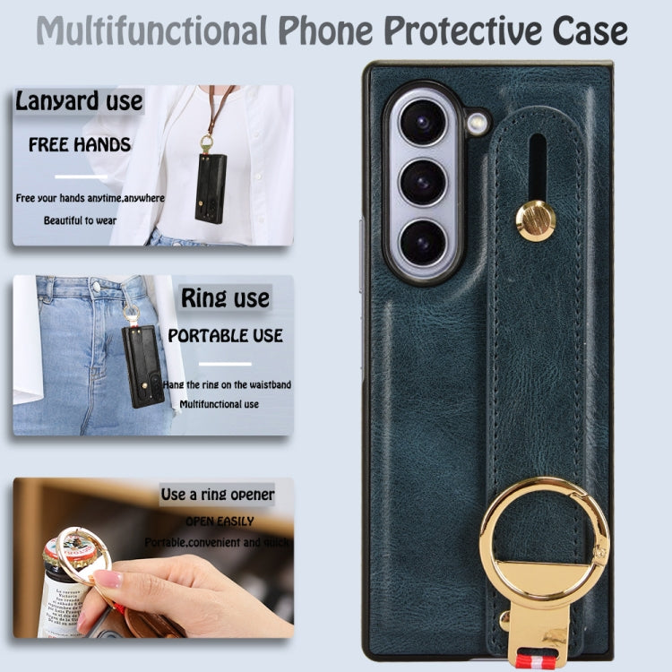 For Samsung Galaxy Z Fold6 Wristband Leather Back Phone Case