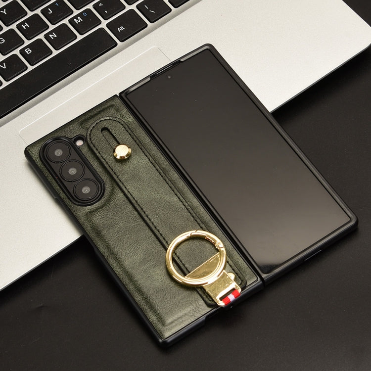 For Samsung Galaxy Z Fold6 Wristband Leather Back Phone Case