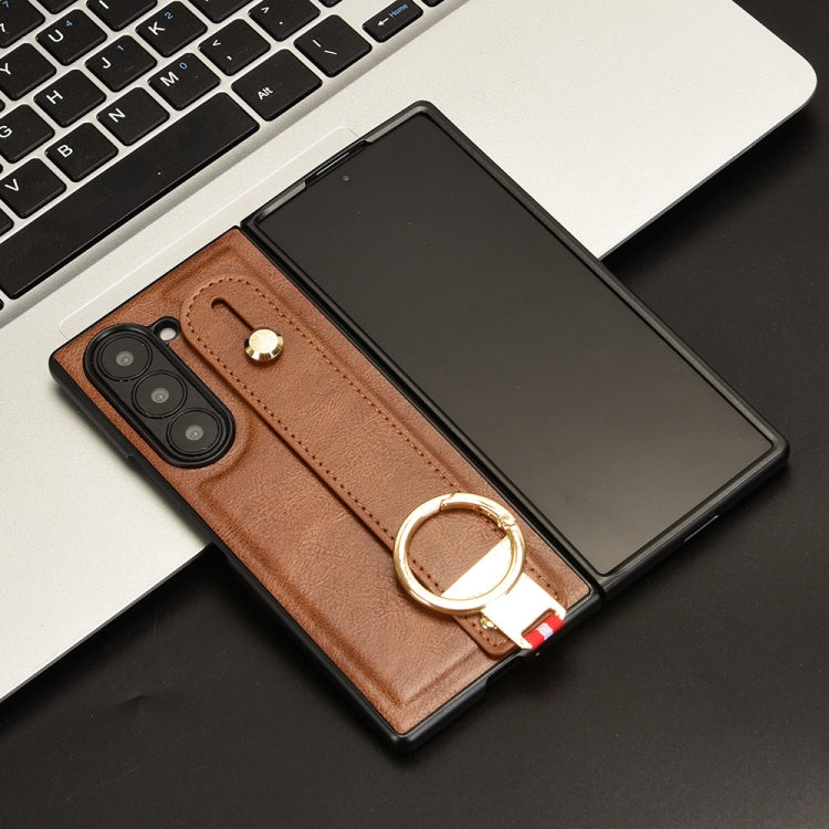For Samsung Galaxy Z Fold6 Wristband Leather Back Phone Case