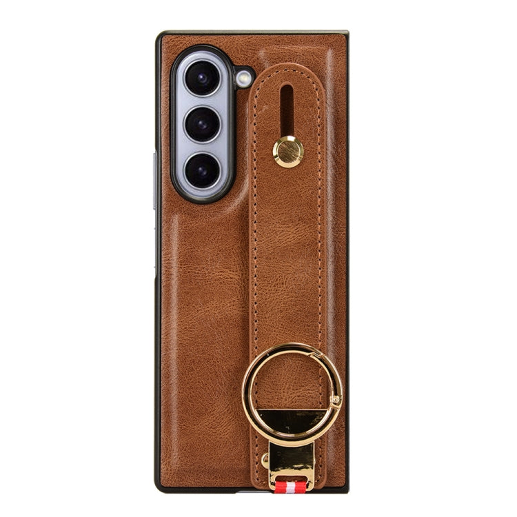 For Samsung Galaxy Z Fold6 Wristband Leather Back Phone Case