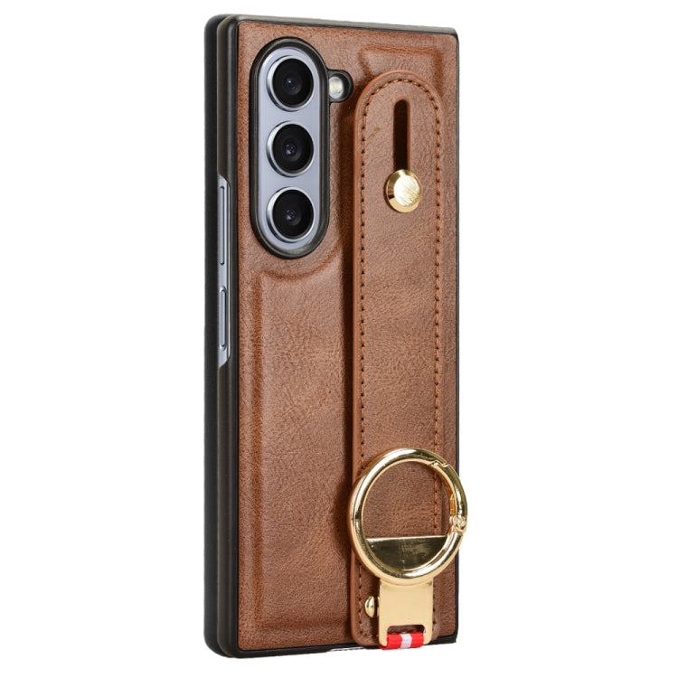 For Samsung Galaxy Z Fold6 Wristband Leather Back Phone Case
