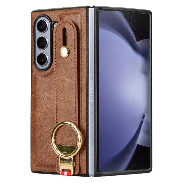 For Samsung Galaxy Z Fold6 Wristband Leather Back Phone Case