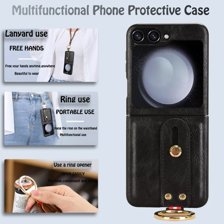 For Samsung Galaxy Z Flip7 FE / Flip6 Wristband Leather Back Phone Case