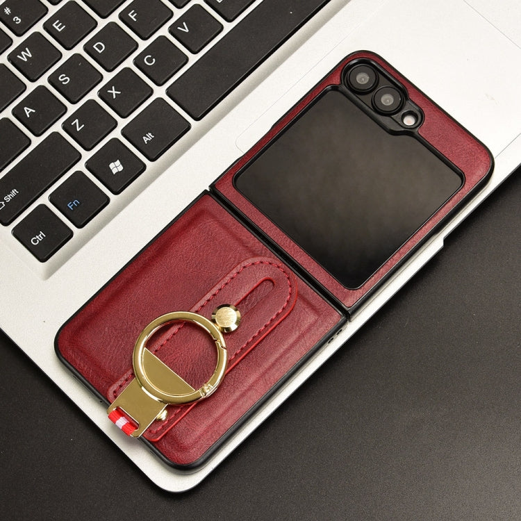 For Samsung Galaxy Z Flip7 FE / Flip6 Wristband Leather Back Phone Case