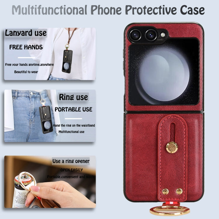 For Samsung Galaxy Z Flip7 FE / Flip6 Wristband Leather Back Phone Case