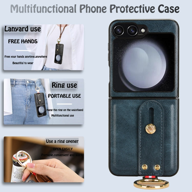 For Samsung Galaxy Z Flip7 FE / Flip6 Wristband Leather Back Phone Case
