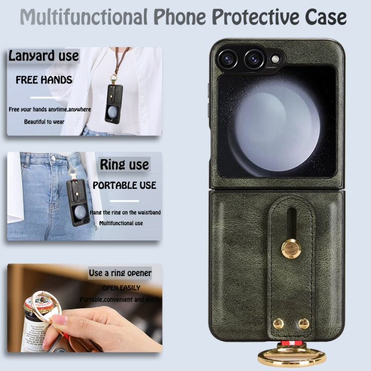 For Samsung Galaxy Z Flip7 FE / Flip6 Wristband Leather Back Phone Case
