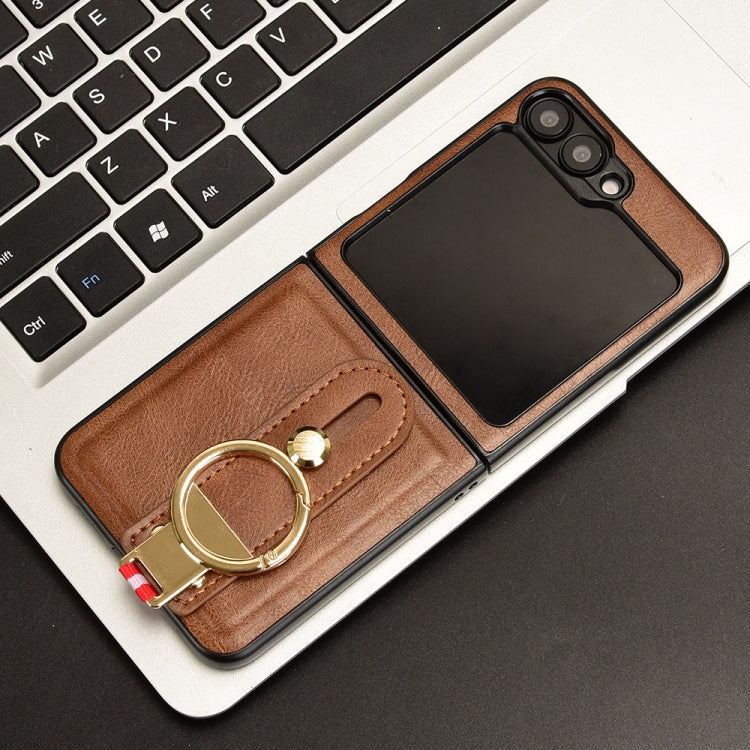 For Samsung Galaxy Z Flip7 FE / Flip6 Wristband Leather Back Phone Case