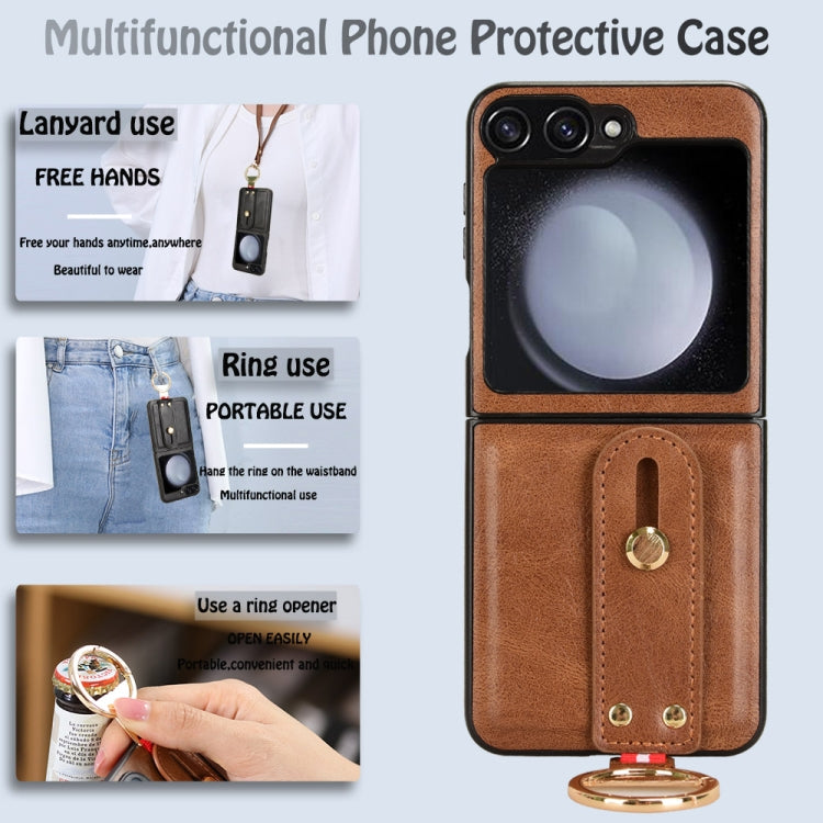 For Samsung Galaxy Z Flip7 FE / Flip6 Wristband Leather Back Phone Case