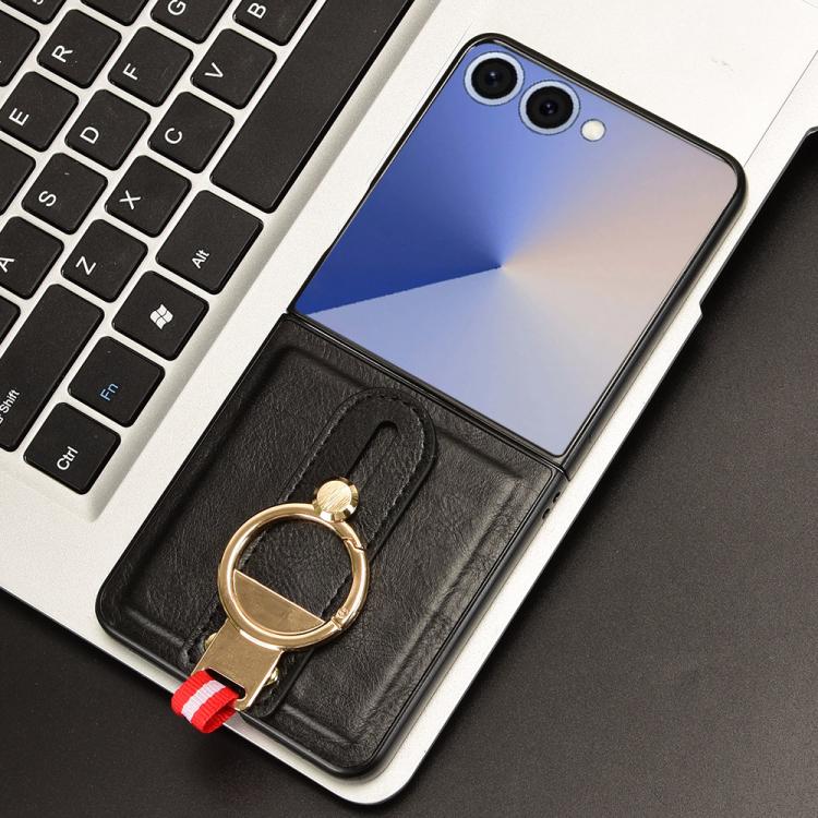 For Samsung Galaxy Z Flip7 5G Wristband Leather Back Phone Case