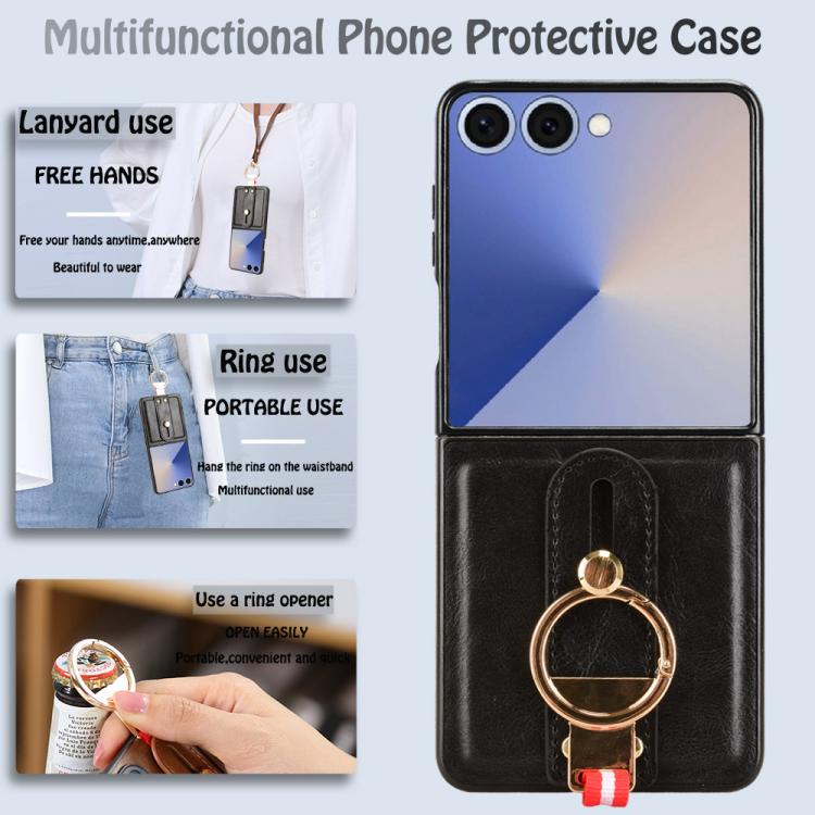 For Samsung Galaxy Z Flip7 5G Wristband Leather Back Phone Case