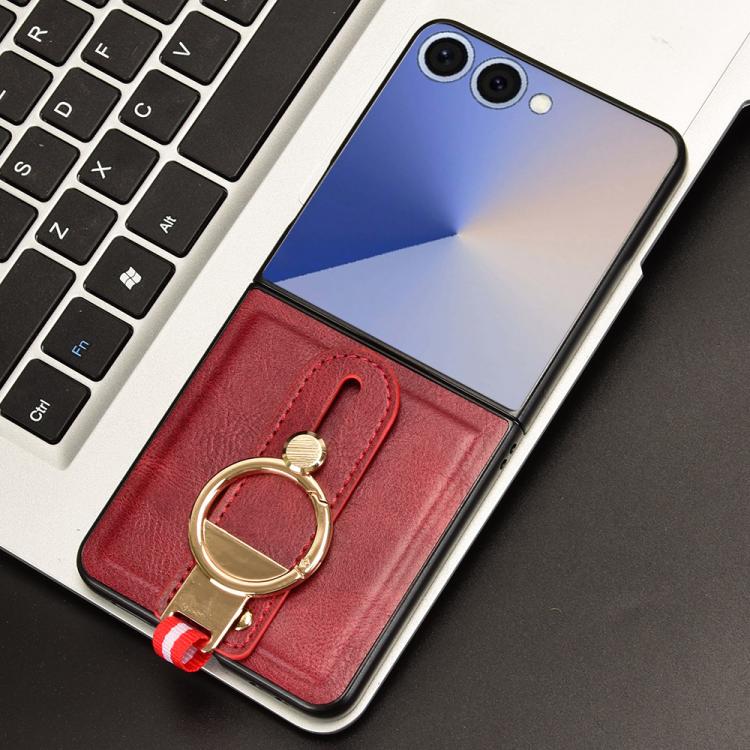 For Samsung Galaxy Z Flip7 5G Wristband Leather Back Phone Case