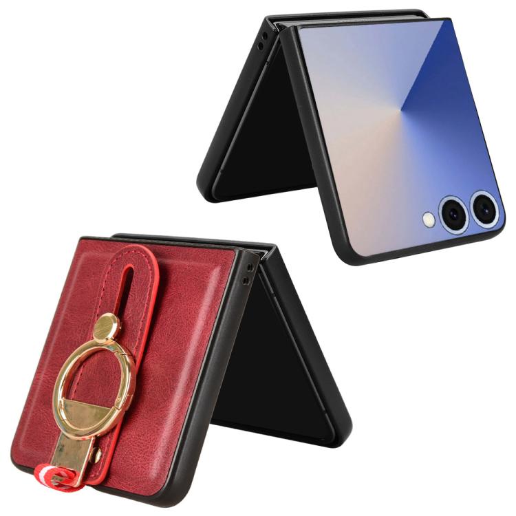 For Samsung Galaxy Z Flip7 5G Wristband Leather Back Phone Case